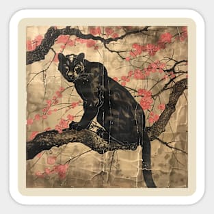 BLACK PANTHER WOODBLOCK PRINT. Sticker